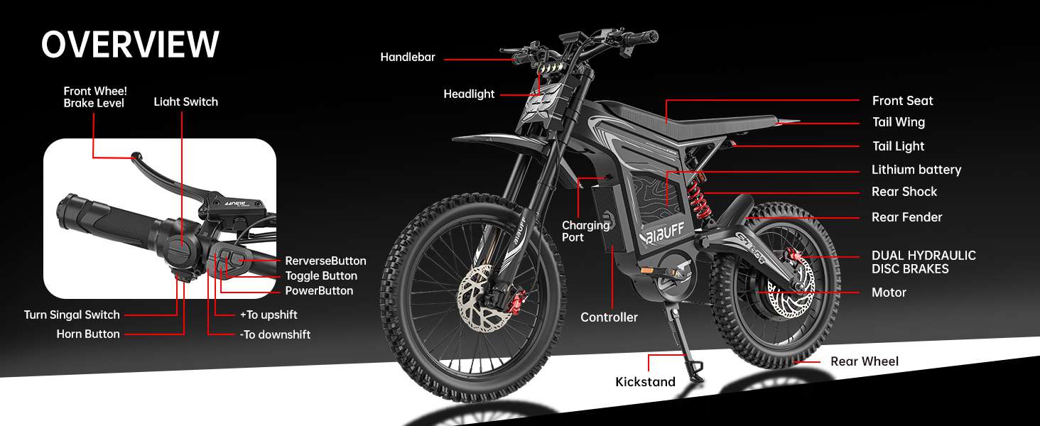 Load video: bibuff gt600 electric dirt bike review video